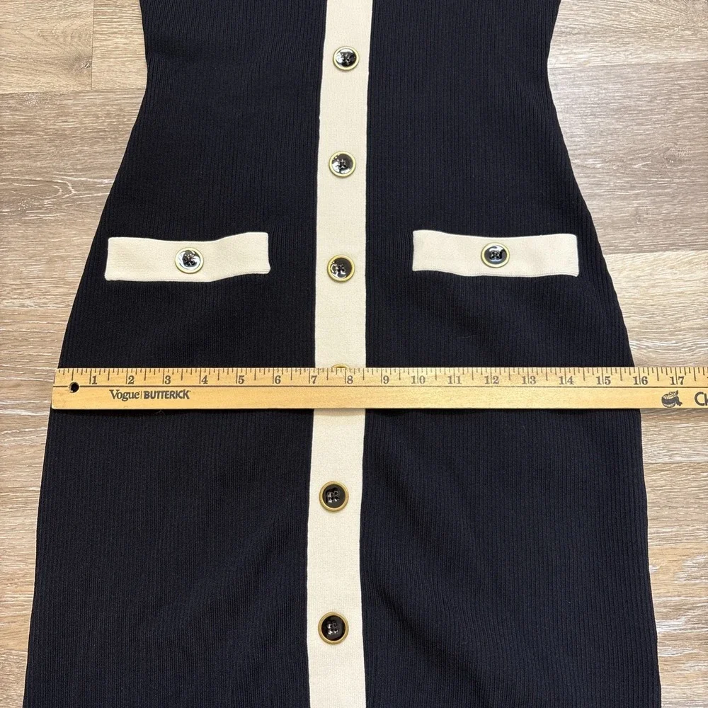 J.Crew Contrast Mini Knit Sweater Dress Black Ivory Supersculpt Yarn Sz XS EUC - Picture 9 of 12